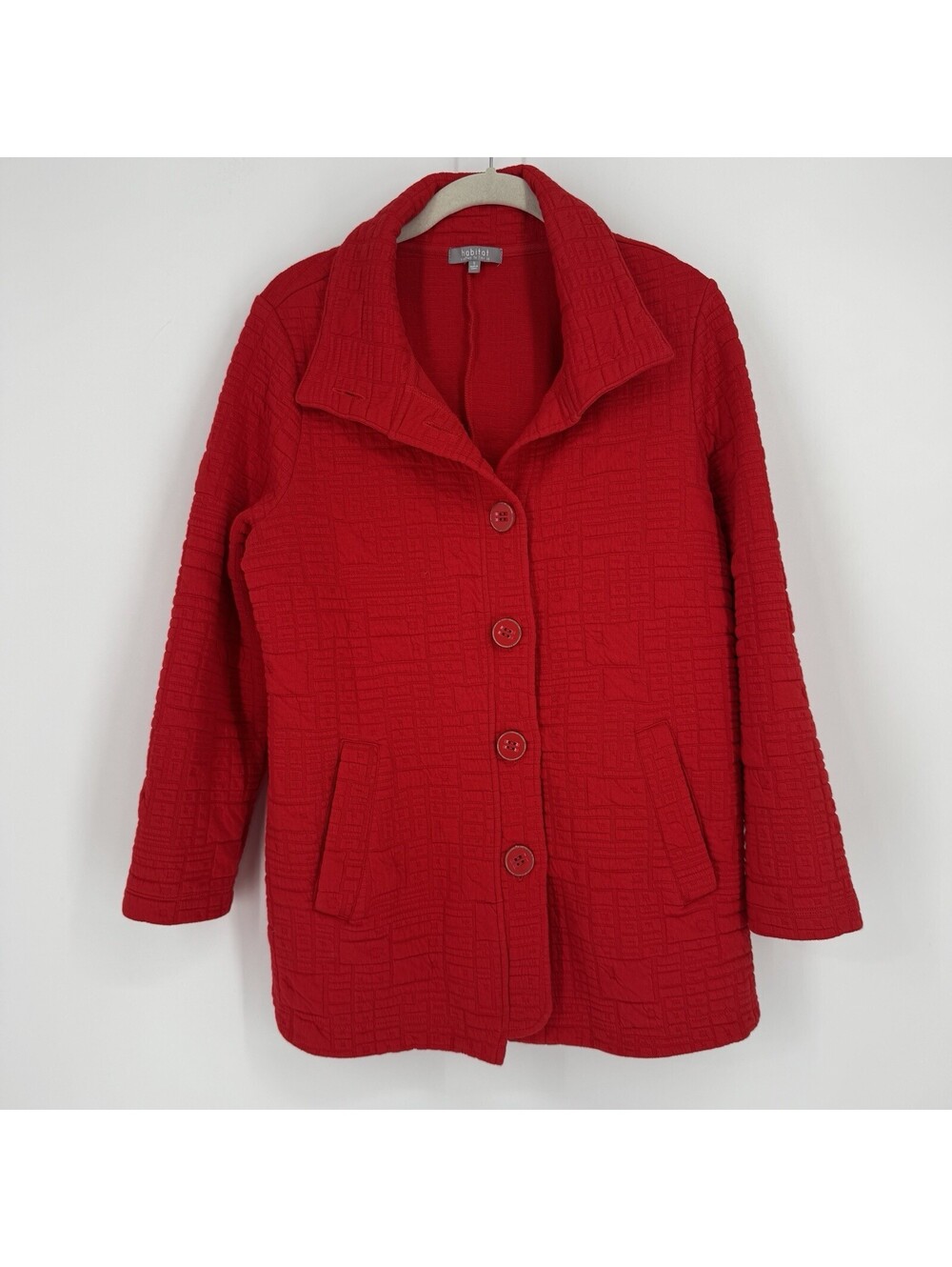 Habitat clothes to live in jacket small S red quilted christmas holiday button